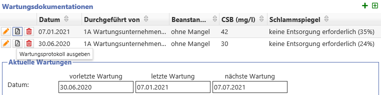 Wartungsdokumentation