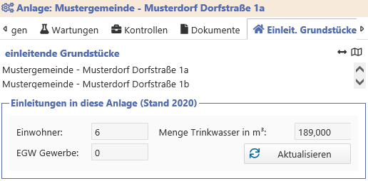 Verknüpfung Anlage mit einleitenden Grundstücken