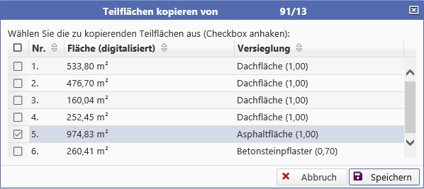 Kopieren von Teilflächen